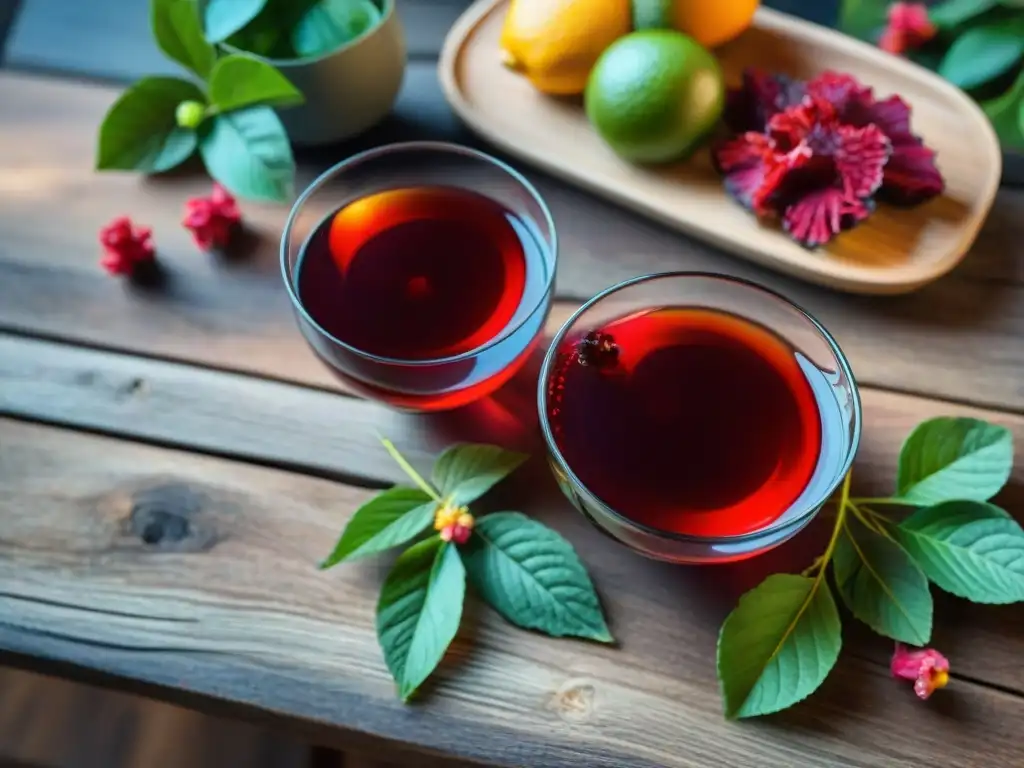 Una selección vibrante de bebidas antioxidantes en una mesa rústica, perfecta para acompañar un asado en la parrilla