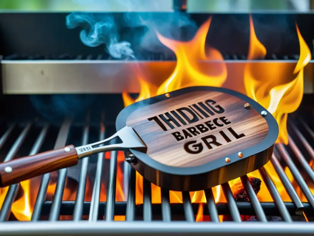 Un set de asado personalizado con detalles grabados en madera, destacando la artesanía y elegancia