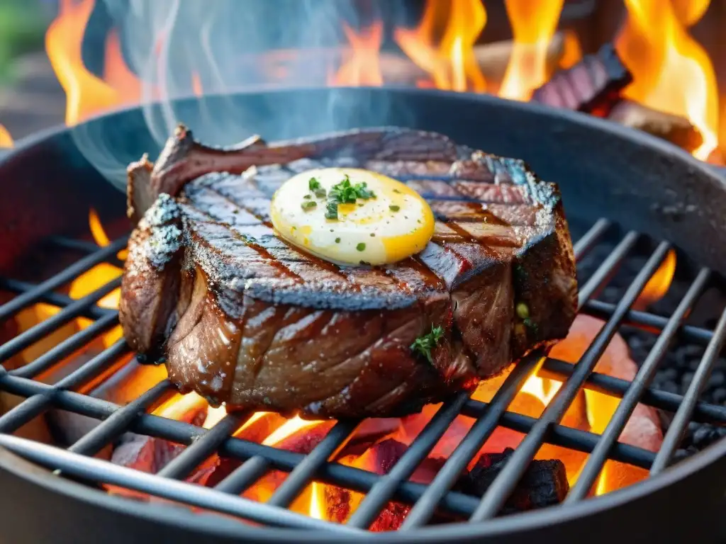 Deléitate con la fotografía de un suculento asado a punto, con vegetales a la parrilla y vino tinto