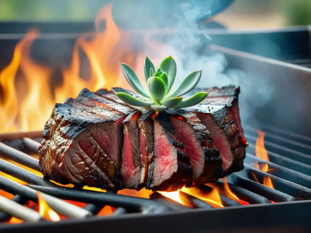 Un suculento corte de carne asado a la parrilla, listo para disfrutar al aprovechar técnicas de asado