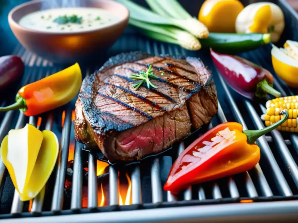 Deléitate con un suculento filete a la parrilla y verduras, cocinados con técnicas avanzadas en parrillas de alta gama