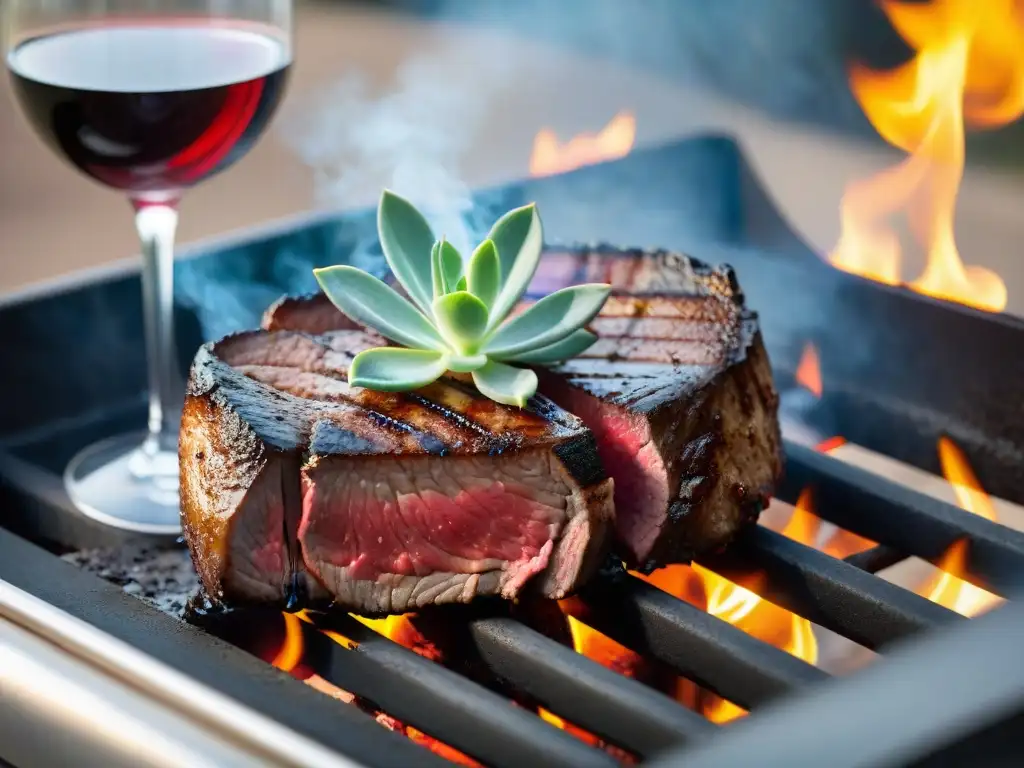 Deléitate con un suculento filete a la parrilla y un vino dulce, en armonía con el atardecer