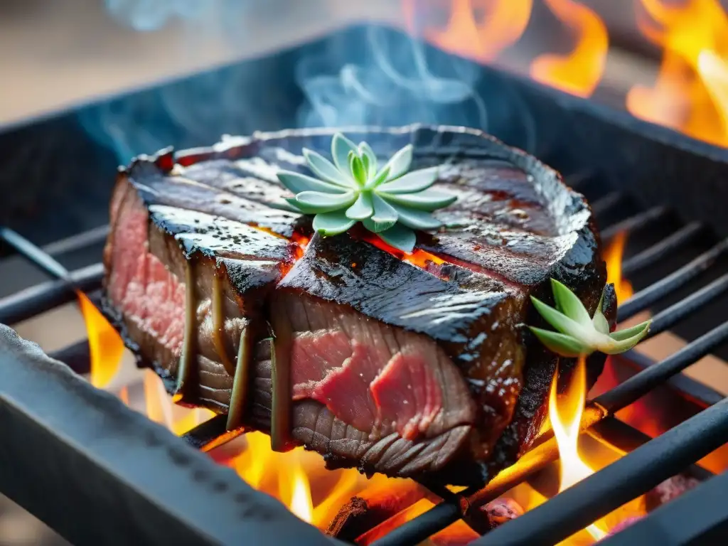 Un suculento Morcillo asado a la parrilla en Uruguay, con carne jugosa y crujiente, listo para deleitar