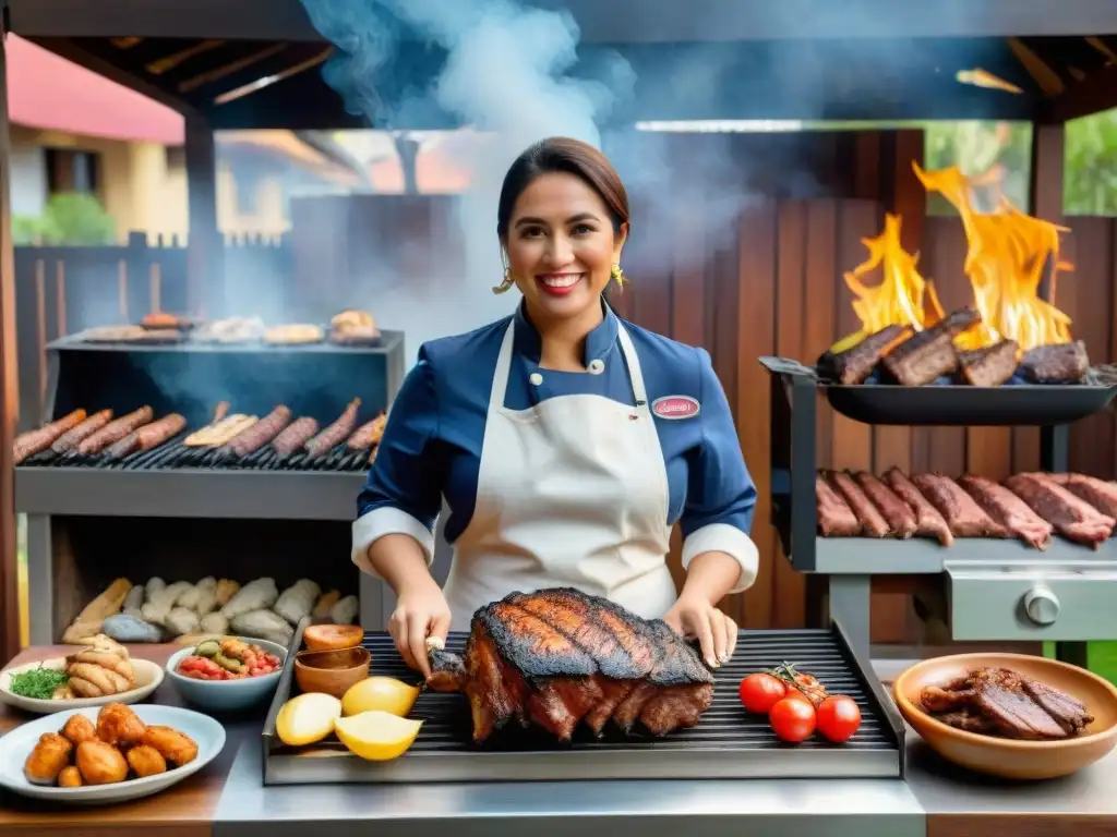 Ana, chef talentosa, lidera la Revolución del asado uruguayo parrilla con su festín al aire libre