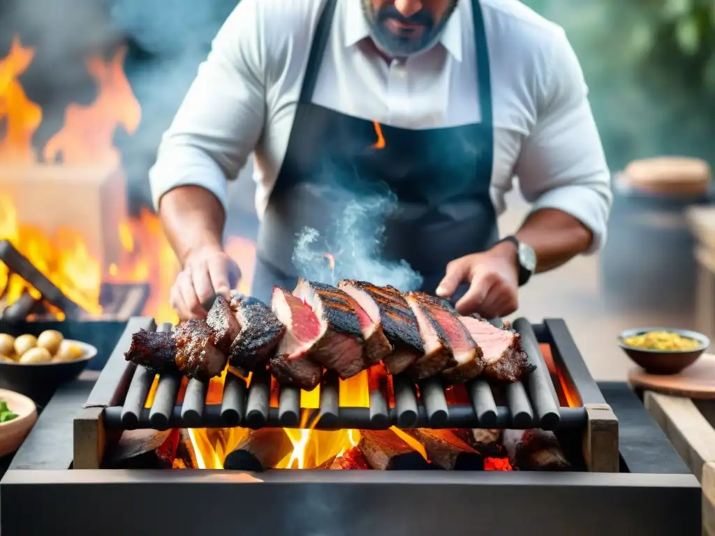 Deléitate con la técnica casera de ahumado en un asado uruguayo tradicional, donde el chef experto cuida con esmero cada detalle