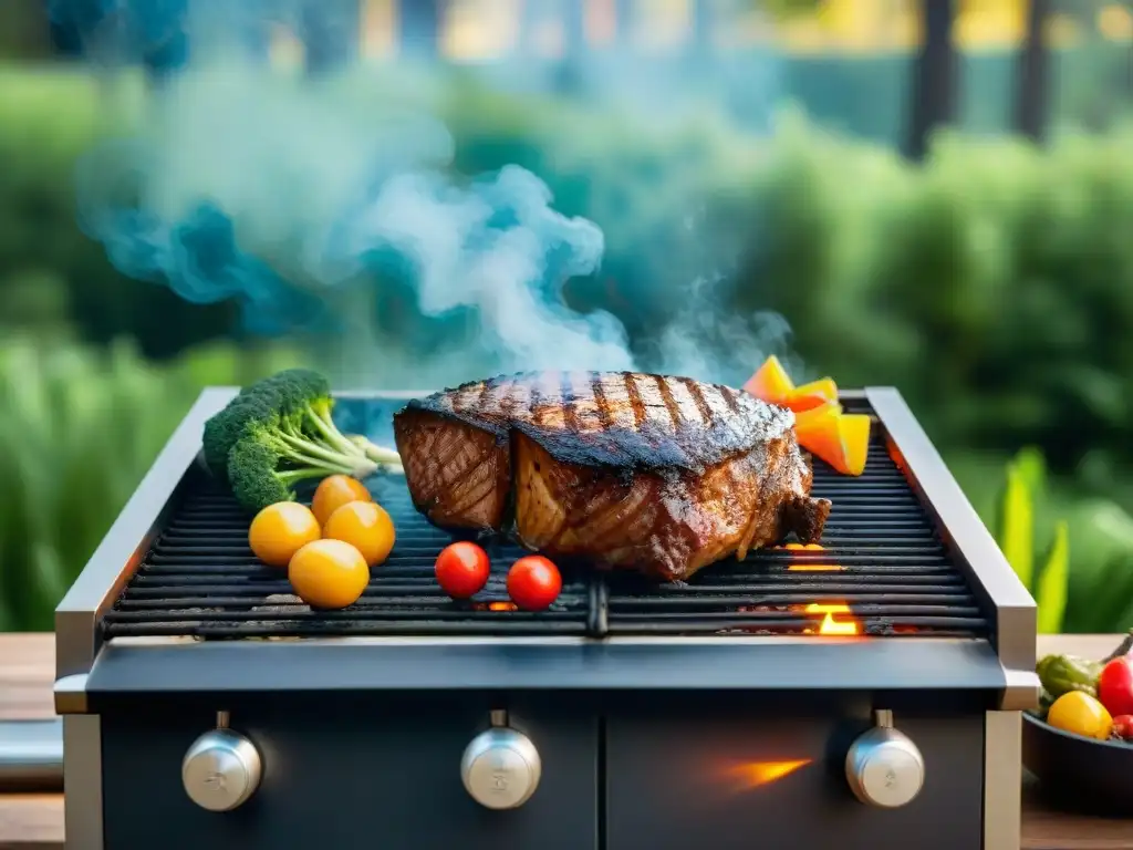 Técnicas ancestrales y modernas asado: Parrilla en bosque con chef experto y deliciosos platillos al atardecer