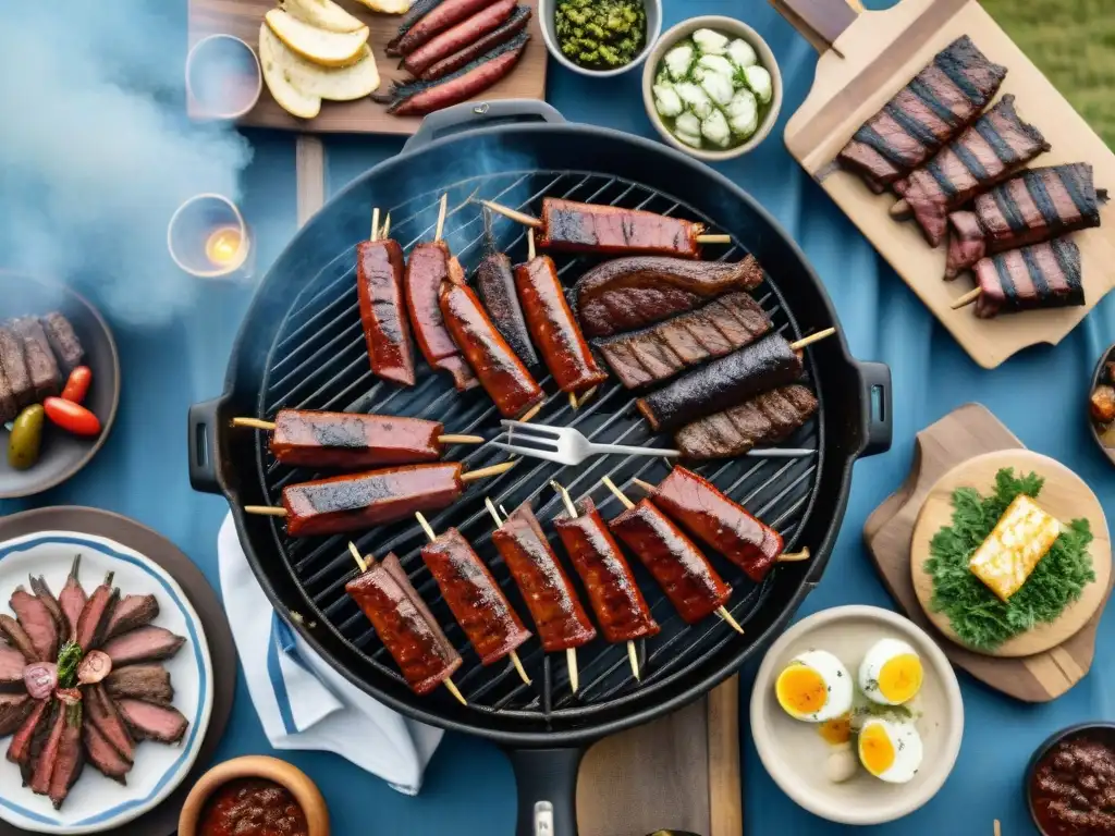 Un tradicional asado uruguayo con amigos y familiares disfrutando de las técnicas de asado en Uruguay