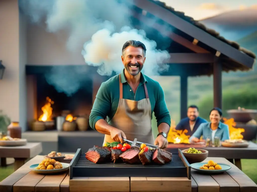 En la tranquila campiña argentina, Diego lidera un asado con sabores del mundo, rodeado de seres queridos y risas