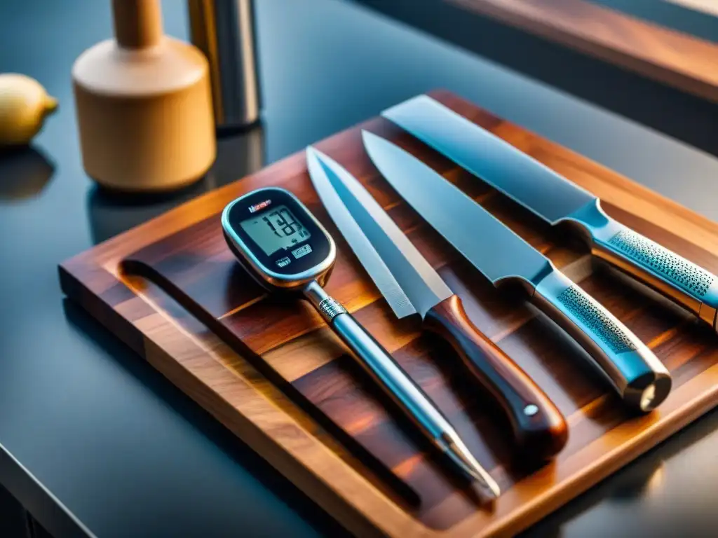 Utensilios de asado sofisticados en elegante cocina moderna