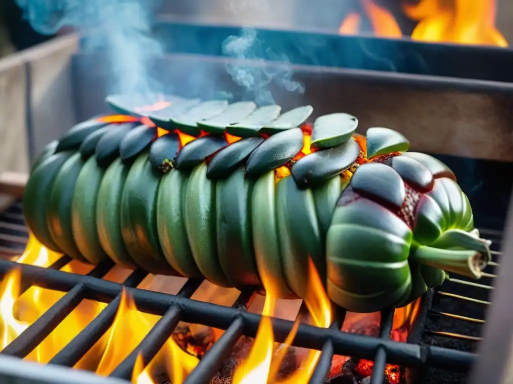 Un vacío relleno asado uruguayo en parrilla, jugoso y aromático