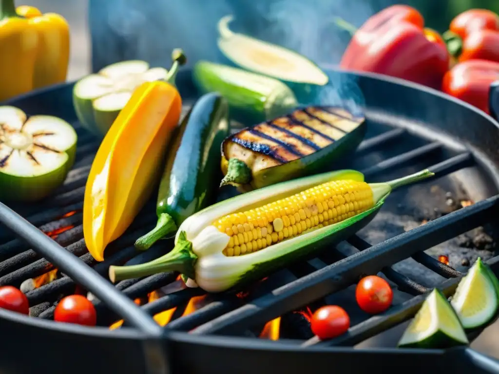 Vegetales a la parrilla con grill marks y aroma irresistible al aire libre