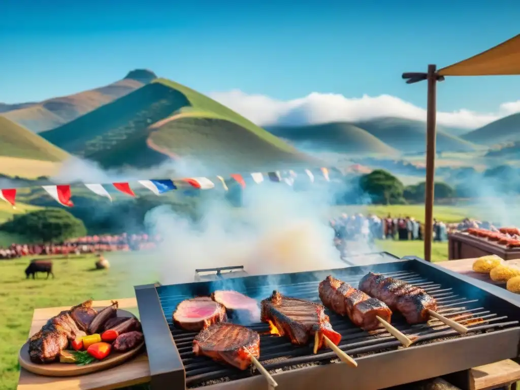 Vibrante festival uruguayo del asado con la comunidad disfrutando de la tradición culinaria